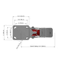 8"x2" Ergonomic Caster 9.5 OAH – USA Kingpinless Rig, MAX-Efficiency Maroon Poly Wheel, Face Brake, Swivel Lock