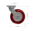 8"x2" Ergonomic Caster 9.5 OAH – USA Kingpinless Rig, MAX-Efficiency Maroon Poly Wheel