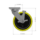 8"x2" Ergonomic Caster 9.5 OAH – USA Kingpinless Rig, Heavy-Duty Polyurethane Wheel, Side Brake