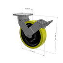 8"x2" Ergonomic Caster 9.5 OAH – USA Kingpinless Rig, Heavy-Duty Polyurethane Wheel, Face Brake