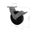 8"x2" Ergonomic Caster – USA Kingpinless Rig, Trionix Steel Replacement Wheel, Face Brake