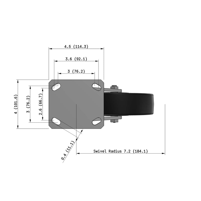 8"x2" Ergonomic Caster – USA Kingpinless Rig, Trionix Steel Replacement Wheel
