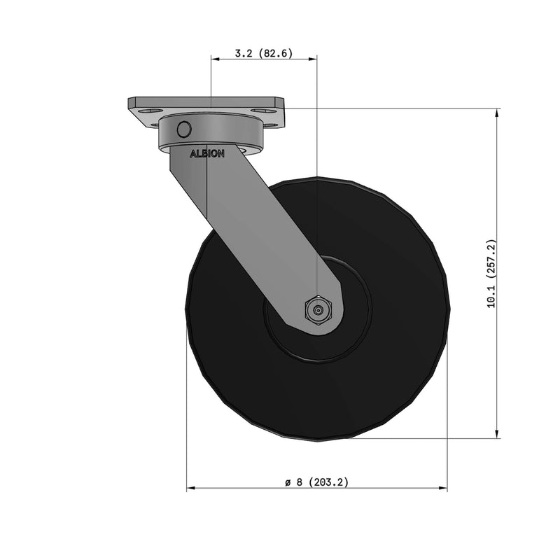 8"x2" Ergonomic Caster – USA Kingpinless Rig, Trionix Steel Replacement Wheel