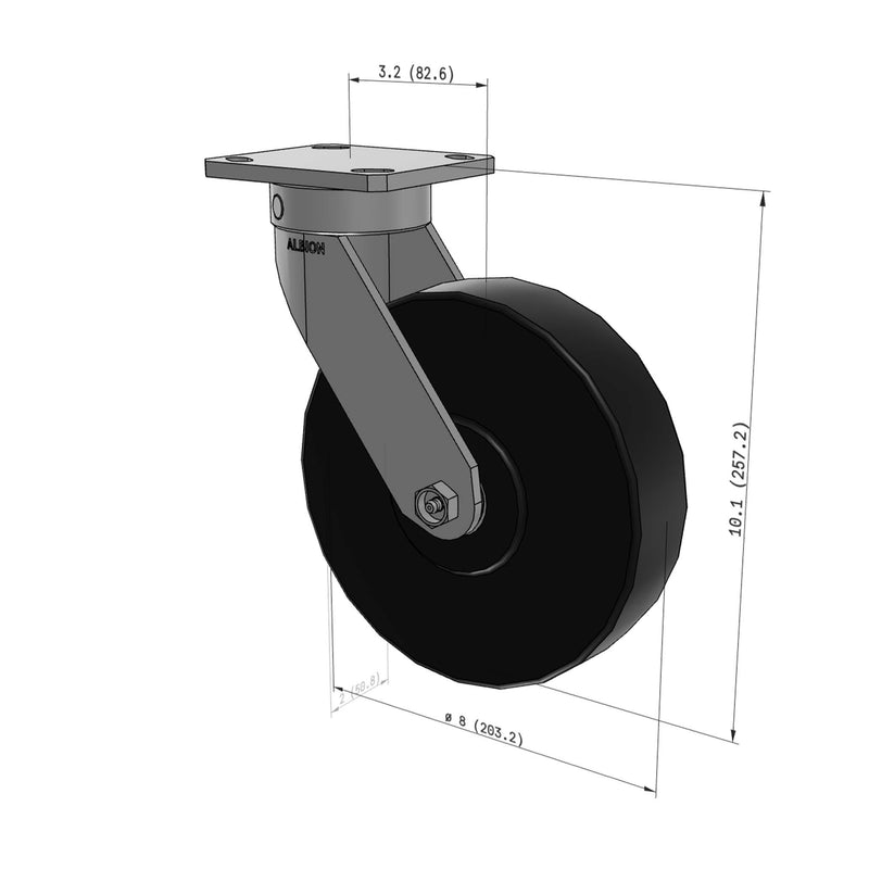 8"x2" Ergonomic Caster – USA Kingpinless Rig, Trionix Steel Replacement Wheel