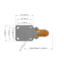 8"x2" Ergonomic Caster – USA Kingpinless Rig, MAX-Efficiency Orange Poly Wheel, Swivel Lock