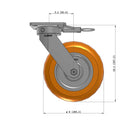 8"x2" Ergonomic Caster – USA Kingpinless Rig, MAX-Efficiency Orange Poly Wheel, Swivel Lock