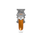 8"x2" Ergonomic Caster – USA Kingpinless Rig, MAX-Efficiency Orange Poly Wheel, Metal Face Brake