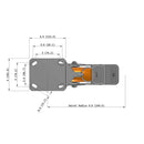 8"x2" Ergonomic Caster – USA Kingpinless Rig, MAX-Efficiency Orange Poly Wheel, Face Brake, Swivel Lock