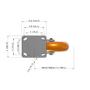 8"x2" Ergonomic Caster – USA Kingpinless Rig, MAX-Efficiency Orange Poly Wheel