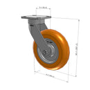 8"x2" Ergonomic Caster – USA Kingpinless Rig, MAX-Efficiency Orange Poly Wheel
