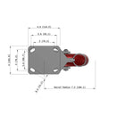 8"x2" Ergonomic Caster – USA Kingpinless Rig, MAX-Efficiency Maroon Poly Wheel, Swivel Lock