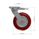 8"x2" Ergonomic Caster – USA Kingpinless Rig, MAX-Efficiency Maroon Poly Wheel, Swivel Lock