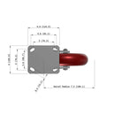 8"x2" Ergonomic Caster – USA Kingpinless Rig, MAX-Efficiency Maroon Poly Wheel