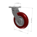 8"x2" Ergonomic Caster – USA Kingpinless Rig, MAX-Efficiency Maroon Poly Wheel