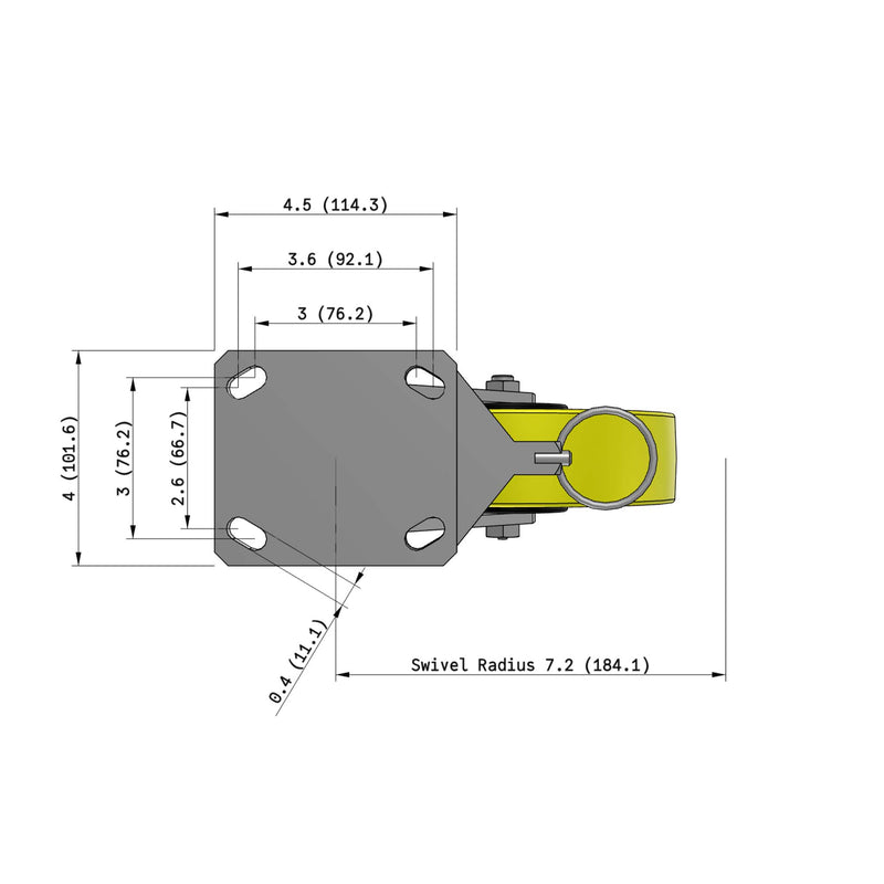 8"x2" Ergonomic Caster – USA Kingpinless Rig, Heavy-Duty Polyurethane Wheel, Swivel Lock