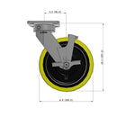 8"x2" Ergonomic Caster – USA Kingpinless Rig, Heavy-Duty Polyurethane Wheel, Side Brake