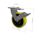 8"x2" Ergonomic Caster – USA Kingpinless Rig, Heavy-Duty Polyurethane Wheel, Face Brake, Swivel Lock