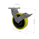 8"x2" Ergonomic Caster – USA Kingpinless Rig, Heavy-Duty Polyurethane Wheel, Face Brake