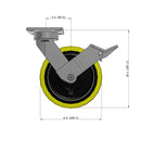 8"x2" Ergonomic Caster – USA Kingpinless Rig, Heavy-Duty Polyurethane Wheel, Face Brake