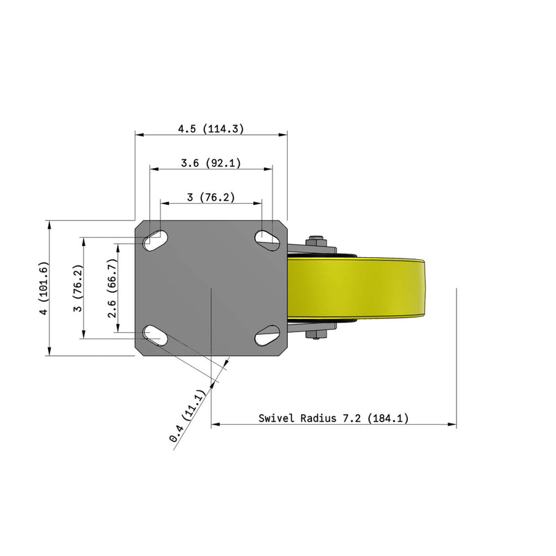 8"x2" Ergonomic Caster – USA Kingpinless Rig, Heavy-Duty Polyurethane Wheel