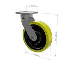 8"x2" Ergonomic Caster – USA Kingpinless Rig, Heavy-Duty Polyurethane Wheel