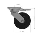 6"x2" Ergonomic Caster – USA Kingpinless Rig, Trionix Steel Replacement Wheel, Swivel Lock