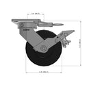 6"x2" Ergonomic Caster – USA Kingpinless Rig, Trionix Steel Replacement Wheel, Metal Face Brake, Swivel Lock