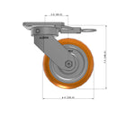 6"x2" Ergonomic Caster – USA Kingpinless Rig, MAX-Efficiency Orange Poly Wheel, Swivel Lock