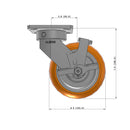 6"x2" Ergonomic Caster – USA Kingpinless Rig, MAX-Efficiency Orange Poly Wheel, Side Brake