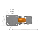 6"x2" Ergonomic Caster – USA Kingpinless Rig, MAX-Efficiency Orange Poly Wheel, Metal Face Brake