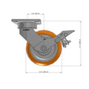 6"x2" Ergonomic Caster – USA Kingpinless Rig, MAX-Efficiency Orange Poly Wheel, Metal Face Brake