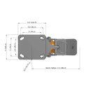 6"x2" Ergonomic Caster – USA Kingpinless Rig, MAX-Efficiency Orange Poly Wheel, Face Brake, Swivel Lock