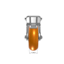 6"x2" Ergonomic Caster – USA Kingpinless Rig, MAX-Efficiency Orange Poly Wheel, Face Brake