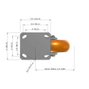 6"x2" Ergonomic Caster – USA Kingpinless Rig, MAX-Efficiency Orange Poly Wheel