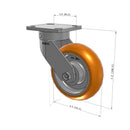 6"x2" Ergonomic Caster – USA Kingpinless Rig, MAX-Efficiency Orange Poly Wheel