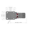 6"x2" Ergonomic Caster – USA Kingpinless Rig, MAX-Efficiency Maroon Poly Wheel, Face Brake, Swivel Lock