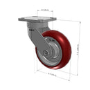 6"x2" Ergonomic Caster – USA Kingpinless Rig, MAX-Efficiency Maroon Poly Wheel