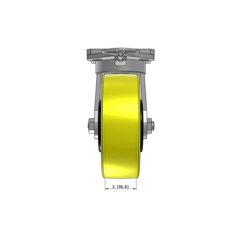 6"x2" Ergonomic Caster – USA Kingpinless Rig, Heavy-Duty Polyurethane Wheel, Swivel Lock