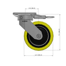 6"x2" Ergonomic Caster – USA Kingpinless Rig, Heavy-Duty Polyurethane Wheel, Swivel Lock