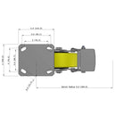 6"x2" Ergonomic Caster – USA Kingpinless Rig, Heavy-Duty Polyurethane Wheel, Metal Face Brake