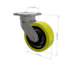 6"x2" Ergonomic Caster – USA Kingpinless Rig, Heavy-Duty Polyurethane Wheel