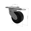 5"x2" Ergonomic Caster – USA Kingpinless Rig, Trionix Steel Replacement Wheel, Swivel Lock