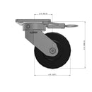 5"x2" Ergonomic Caster – USA Kingpinless Rig, Trionix Steel Replacement Wheel, Swivel Lock