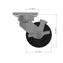 5"x2" Ergonomic Caster – USA Kingpinless Rig, Trionix Steel Replacement Wheel, Side Brake