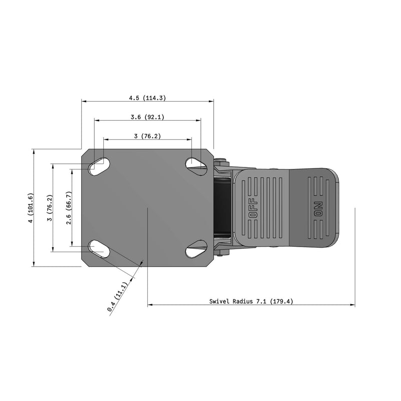 5"x2" Ergonomic Caster – USA Kingpinless Rig, Trionix Steel Replacement Wheel, Face Brake