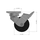 5"x2" Ergonomic Caster – USA Kingpinless Rig, Trionix Steel Replacement Wheel, Face Brake