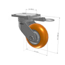 5"x2" Ergonomic Caster – USA Kingpinless Rig, MAX-Efficiency Orange Poly Wheel, Swivel Lock