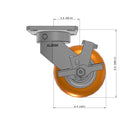 5"x2" Ergonomic Caster – USA Kingpinless Rig, MAX-Efficiency Orange Poly Wheel, Side Brake