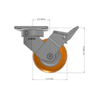 5"x2" Ergonomic Caster – USA Kingpinless Rig, MAX-Efficiency Orange Poly Wheel, Face Brake