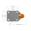 5"x2" Ergonomic Caster – USA Kingpinless Rig, MAX-Efficiency Orange Poly Wheel